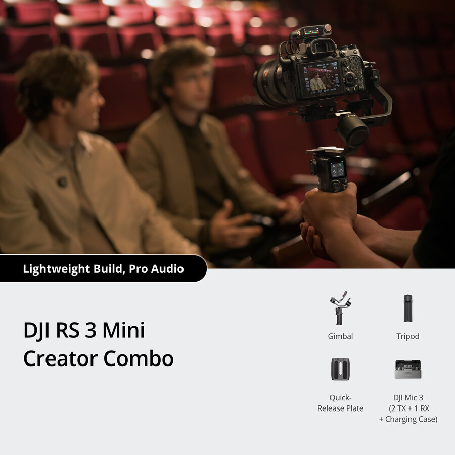 bundle créateur dji rs 3 mini dji mic 3 2 tx 1 rx boîtier de recharge