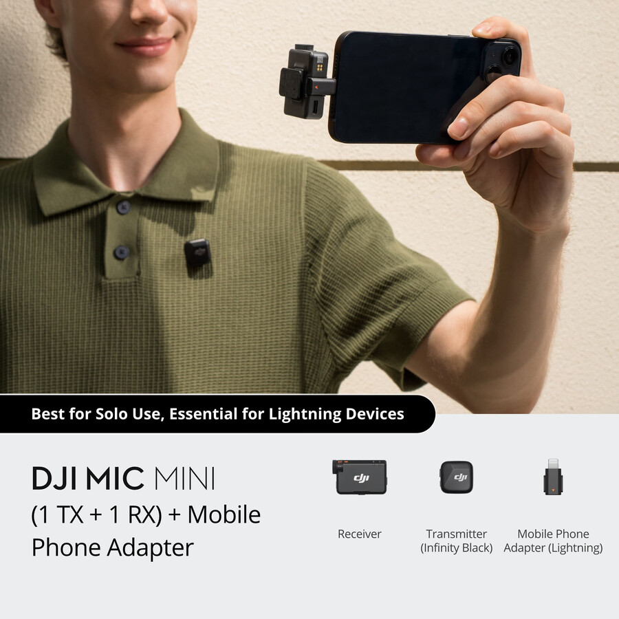 dji mic mini 1 tx 1 rx adaptateur pour téléphone mobile lightning