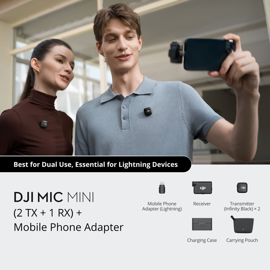 dji mic mini 2 tx 1 rx boîtier de recharge adaptateur pour téléphone mobile lightning