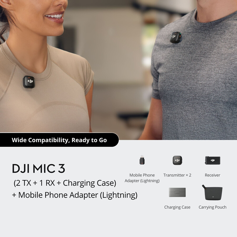 dji mic 3 2 tx 1 rx boîtier de recharge adaptateur smartphone lightning